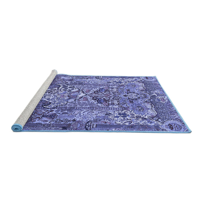 Sideview of Machine Washable Animal Blue Traditional Rug, wshtr1036blu