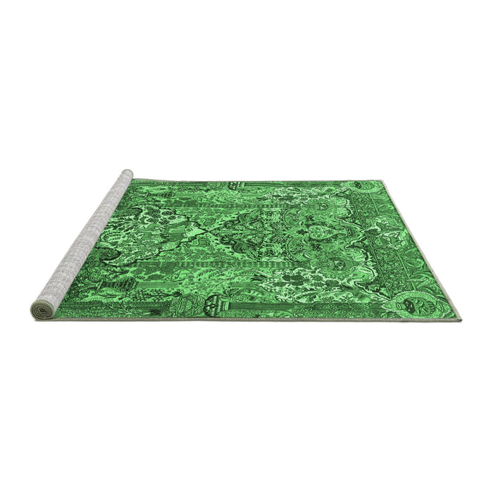 Sideview of Machine Washable Animal Emerald Green Traditional Area Rugs, wshtr1036emgrn