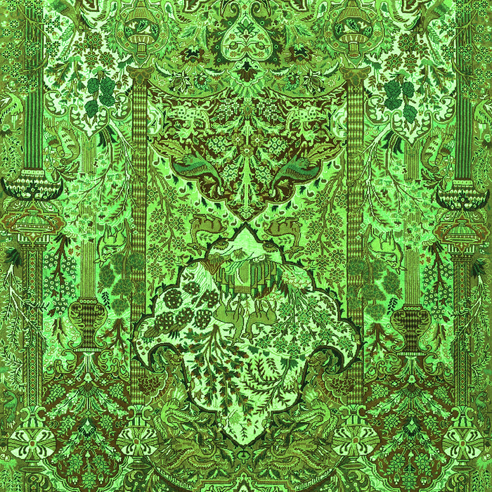 Animal Green Traditional Rug, tr1036grn
