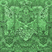 Square Animal Emerald Green Traditional Rug, tr1036emgrn