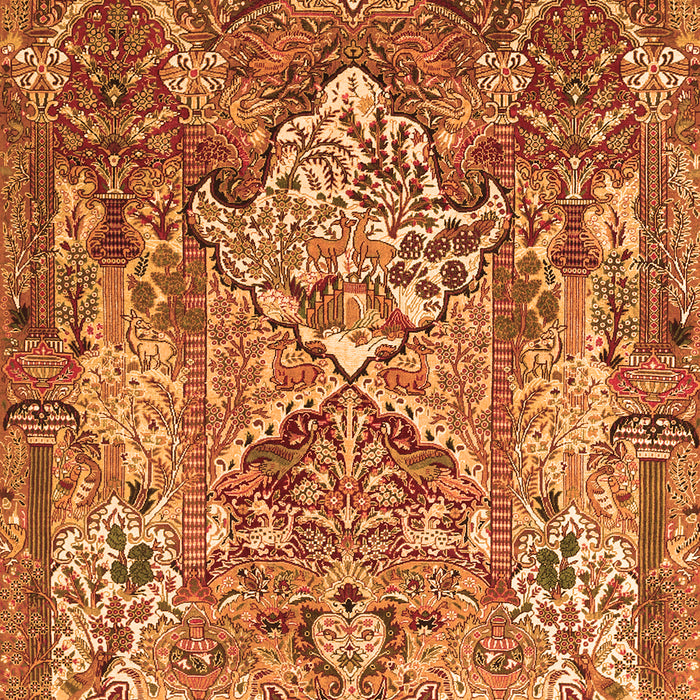 Serging Thickness of Machine Washable Animal Orange Traditional Area Rugs, wshtr1036org