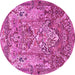 Round Animal Pink Traditional Rug, tr1036pnk