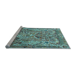 Sideview of Machine Washable Animal Light Blue Traditional Rug, wshtr1036lblu