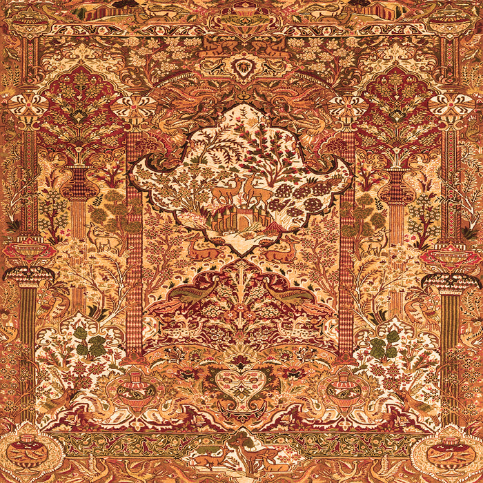 Round Machine Washable Animal Orange Traditional Area Rugs, wshtr1036org