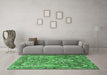 Machine Washable Animal Emerald Green Traditional Area Rugs in a Living Room,, wshtr1036emgrn