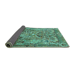 Sideview of Animal Turquoise Traditional Rug, tr1036turq