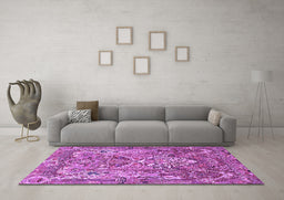 Machine Washable Animal Purple Traditional Area Rugs in a Living Room, wshtr1036pur