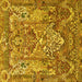 Square Animal Yellow Traditional Rug, tr1036yw