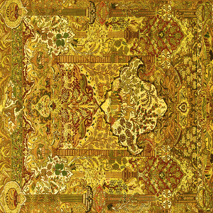 Square Machine Washable Animal Yellow Traditional Rug, wshtr1036yw