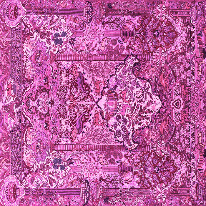 Square Machine Washable Animal Pink Traditional Rug, wshtr1036pnk