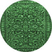 Round Persian Emerald Green Traditional Rug, tr1037emgrn