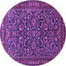 Round Machine Washable Persian Purple Traditional Area Rugs, wshtr1037pur