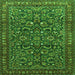 Round Machine Washable Persian Green Traditional Area Rugs, wshtr1037grn