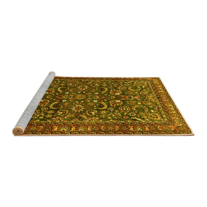 Sideview of Machine Washable Persian Yellow Traditional Rug, wshtr1037yw