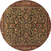 Round Persian Brown Traditional Rug, tr1037brn