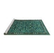 Sideview of Machine Washable Persian Turquoise Traditional Area Rugs, wshtr1037turq