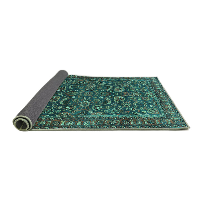 Sideview of Persian Turquoise Traditional Rug, tr1037turq