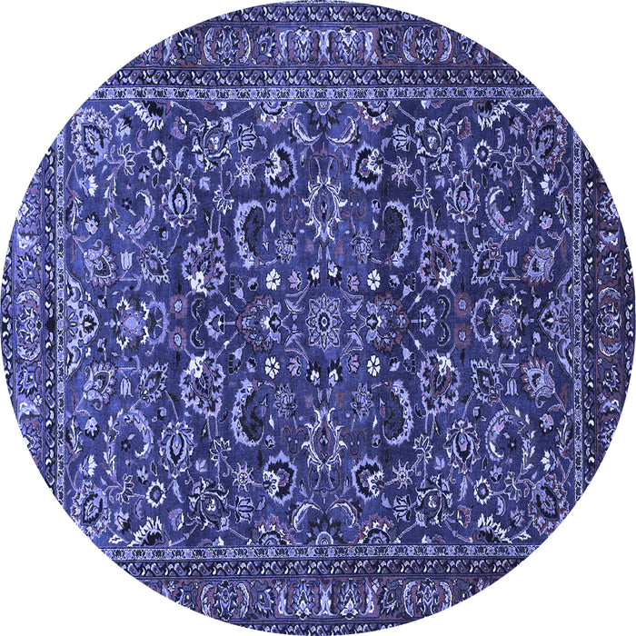 Round Persian Blue Traditional Rug, tr1037blu