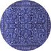 Round Persian Blue Traditional Rug, tr1037blu