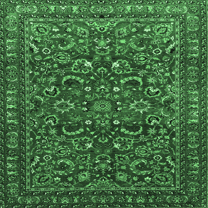 Square Machine Washable Persian Emerald Green Traditional Area Rugs, wshtr1037emgrn