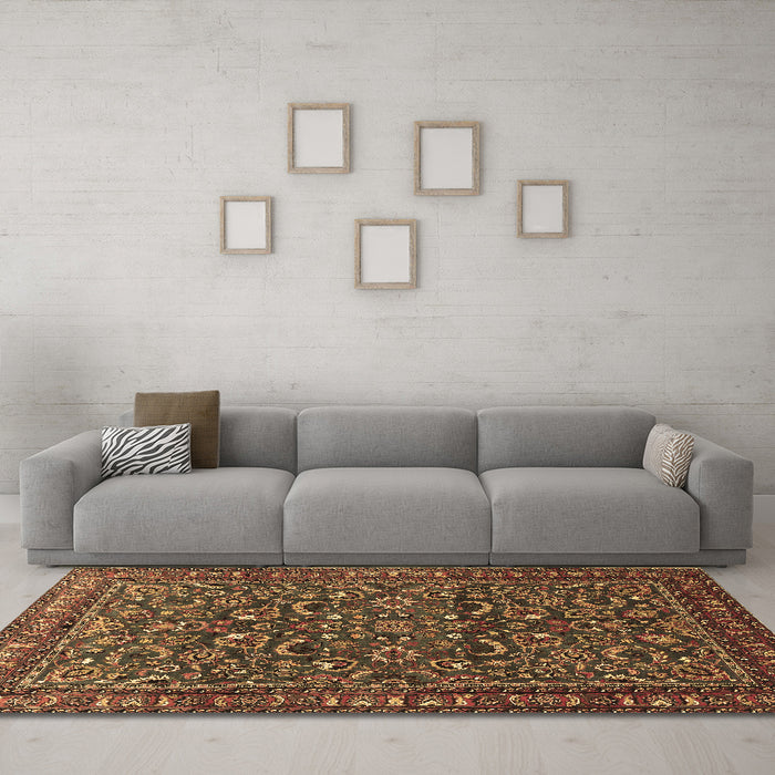 Machine Washable Persian Brown Traditional Rug in a Living Room,, wshtr1037brn