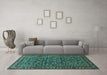 Machine Washable Persian Turquoise Traditional Area Rugs in a Living Room,, wshtr1037turq