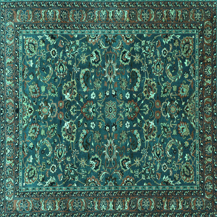 Square Persian Turquoise Traditional Rug, tr1037turq