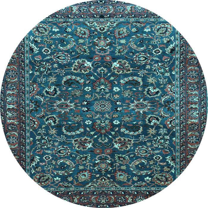 Round Persian Light Blue Traditional Rug, tr1037lblu