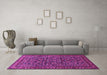 Machine Washable Persian Pink Traditional Rug in a Living Room, wshtr1037pnk