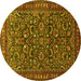 Round Persian Yellow Traditional Rug, tr1037yw