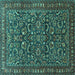 Square Machine Washable Persian Turquoise Traditional Area Rugs, wshtr1037turq