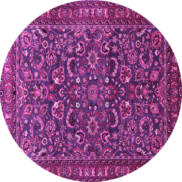 Round Machine Washable Persian Pink Traditional Rug, wshtr1037pnk