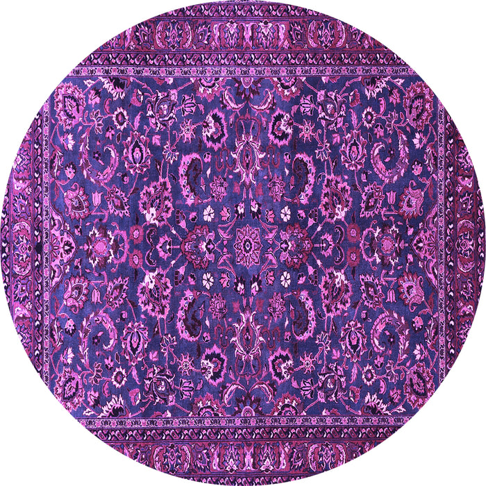 Round Persian Purple Traditional Rug, tr1037pur
