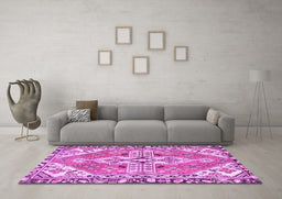 Machine Washable Persian Purple Traditional Area Rugs in a Living Room, wshtr1038pur