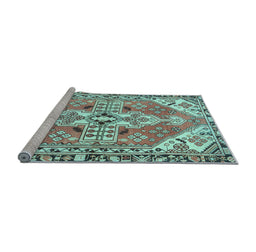 Sideview of Machine Washable Persian Light Blue Traditional Rug, wshtr1038lblu