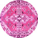 Round Persian Pink Traditional Rug, tr1038pnk