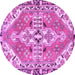 Round Persian Purple Traditional Rug, tr1038pur