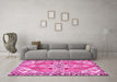 Machine Washable Persian Pink Traditional Rug in a Living Room, wshtr1038pnk