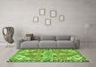 Machine Washable Persian Green Traditional Area Rugs in a Living Room,, wshtr1038grn