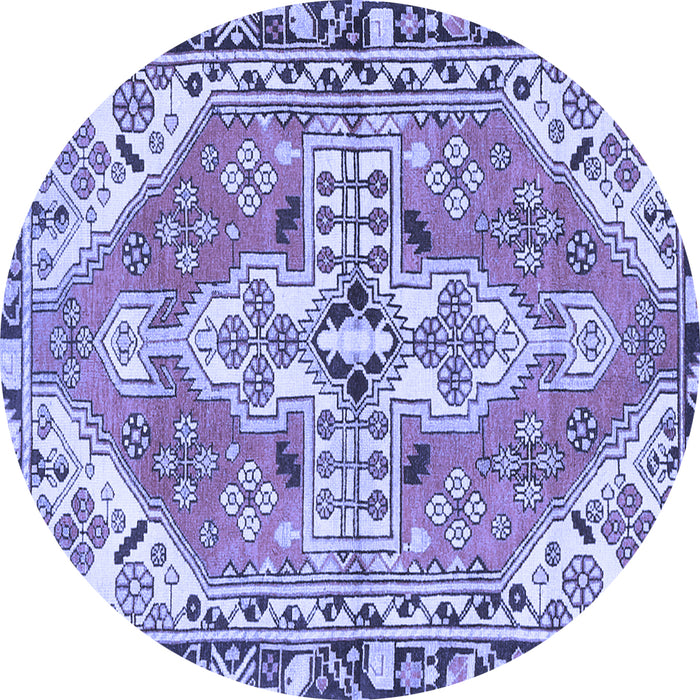 Round Persian Blue Traditional Rug, tr1038blu