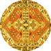 Round Persian Yellow Traditional Rug, tr1038yw