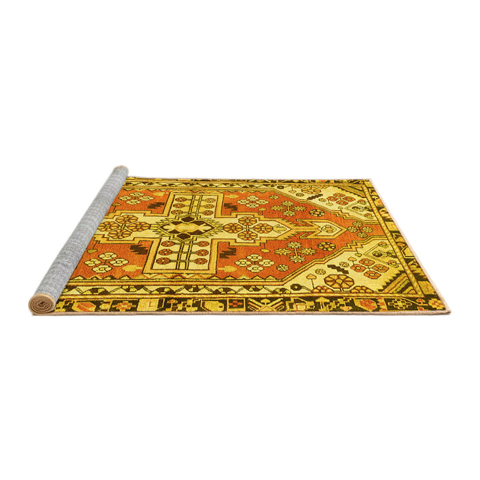 Sideview of Machine Washable Persian Yellow Traditional Rug, wshtr1038yw