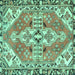 Square Machine Washable Persian Turquoise Traditional Area Rugs, wshtr1038turq