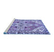 Sideview of Machine Washable Persian Blue Traditional Rug, wshtr1038blu