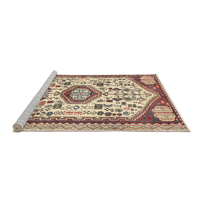 Sideview of Machine Washable Traditional Sienna Brown Rug, wshtr1039