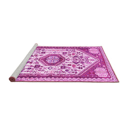 Sideview of Machine Washable Persian Pink Traditional Rug, wshtr1039pnk