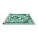 Sideview of Machine Washable Persian Turquoise Traditional Area Rugs, wshtr1039turq