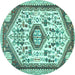 Round Persian Turquoise Traditional Rug, tr1039turq