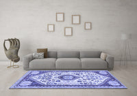 Machine Washable Persian Blue Traditional Rug, wshtr1039blu