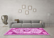 Machine Washable Persian Pink Traditional Rug in a Living Room, wshtr1039pnk